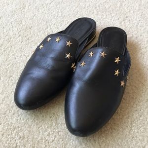 MICHAEL KORS BLACK LEATHER STAR SLIDES (size 7.5)